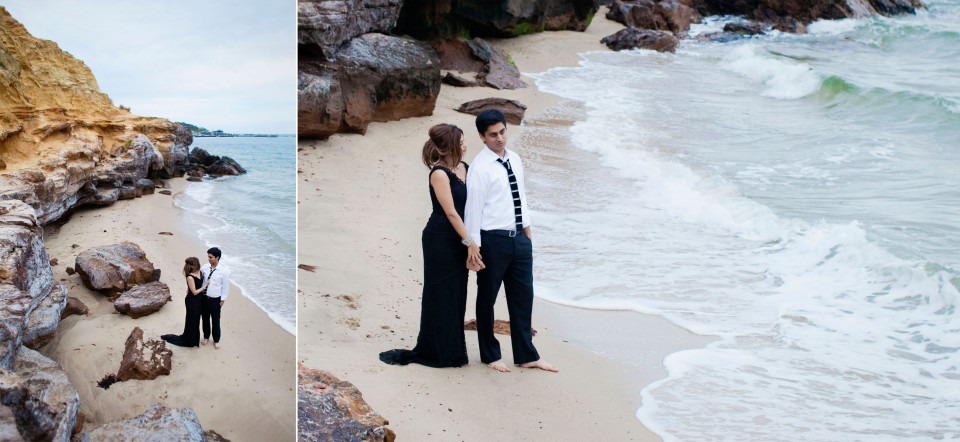 glamourous pre wedding photos in Melbourne by the beach