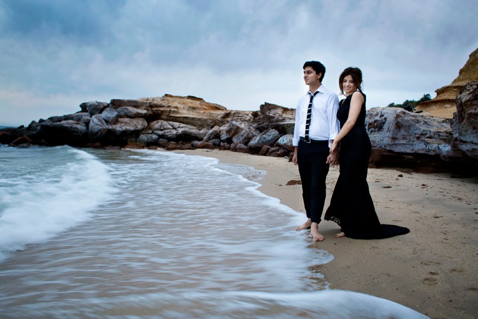 glamourous pre wedding photos in Melbourne by the beach